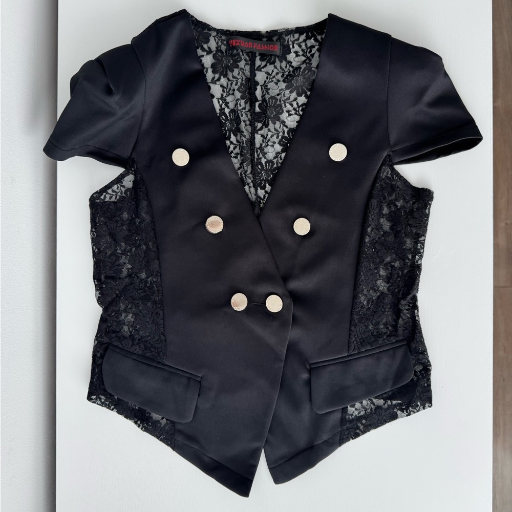 Lace back evening vest - S